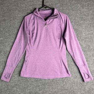 Alo Womens Activewear Sweatshirt Quarter Zip‎ Size Xs Purple Thumb Holes
